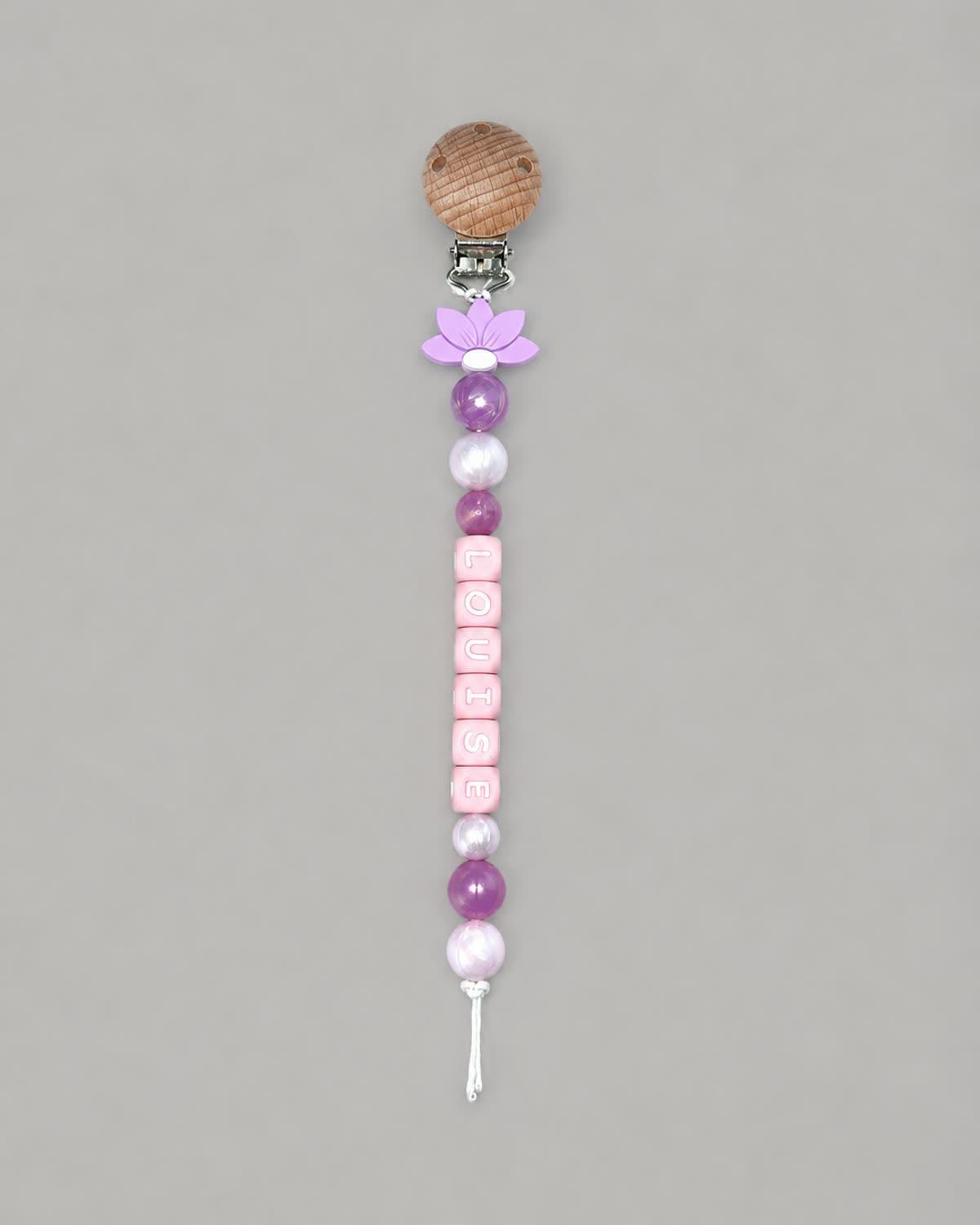 Attache-tétine personnalisée Fleur de lotus — Lilas & violet